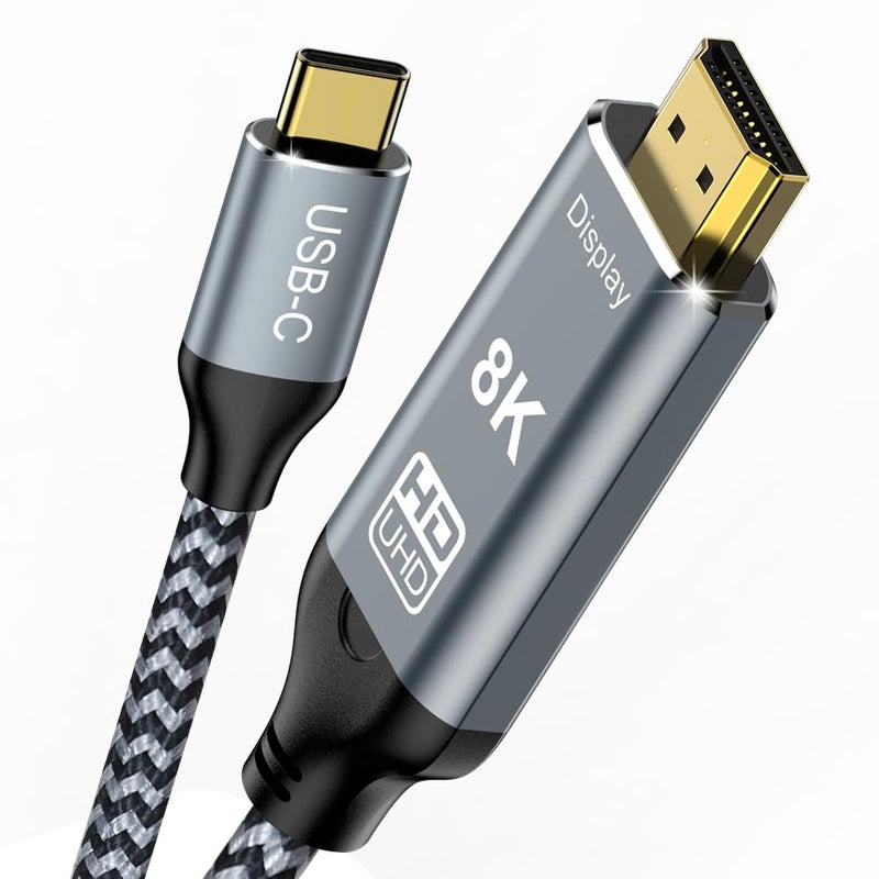 Angusplay USB C to HDMI 2.1 Cable 6.6FT, 8K@60Hz 4K@144Hz Thunderbolt 3/4 Compatible with MacBook Pro/Air, iPad Pro, iPhone 15, Supports HDCP 2.3 & HDR10, High Speed 48Gbps for XPS, Galaxy S22, Gaming Monitor - Image 1